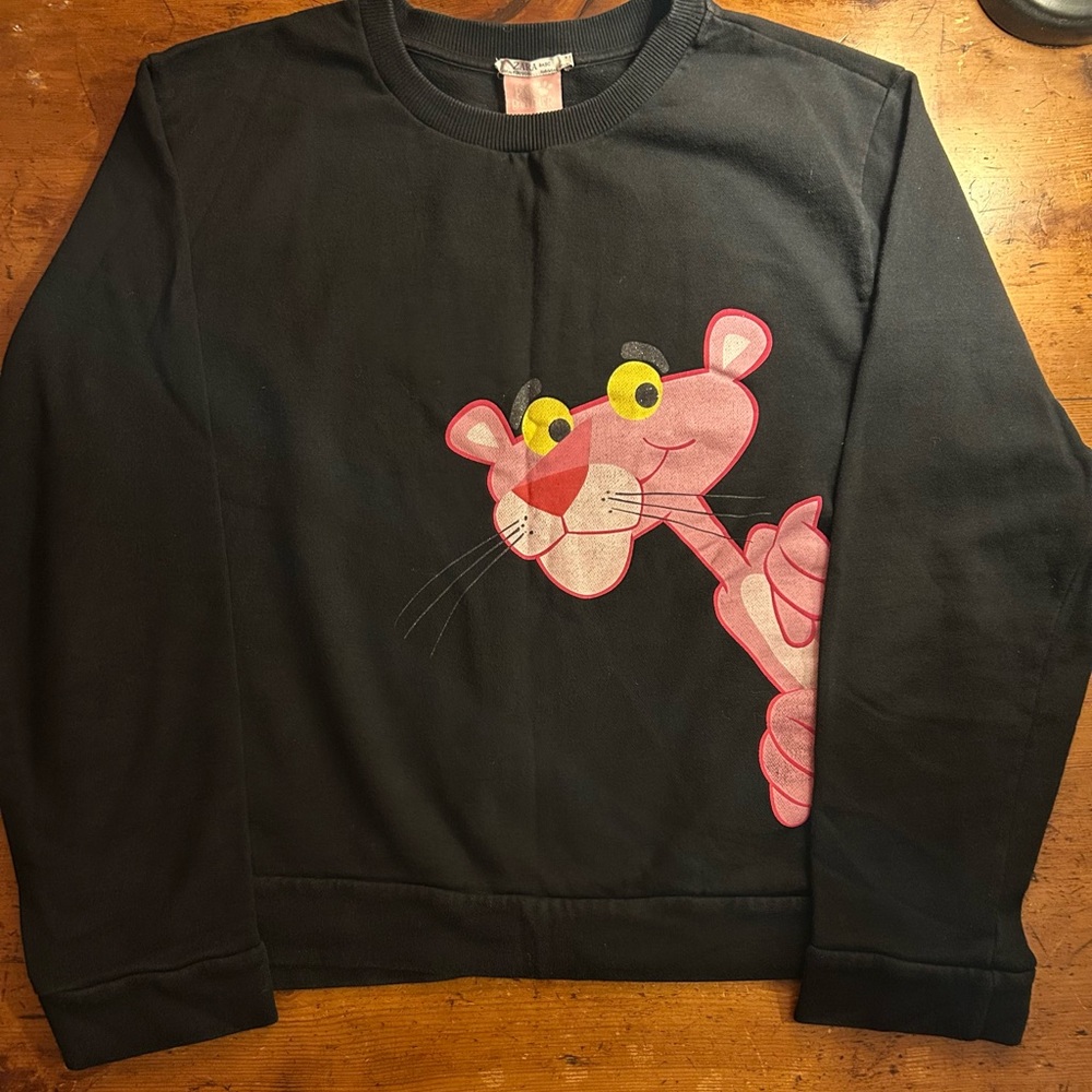 Zara Black Sweatshirt with Pink Panther Tag